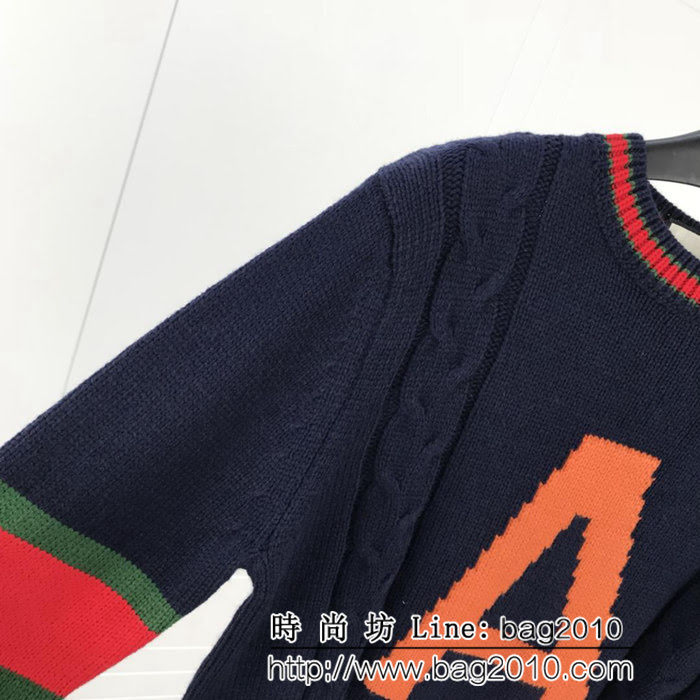 GUCCI古馳 官網同步 18fw秋冬新款 雙側經典提花配色 針織毛衣 情侶款 ydi1739